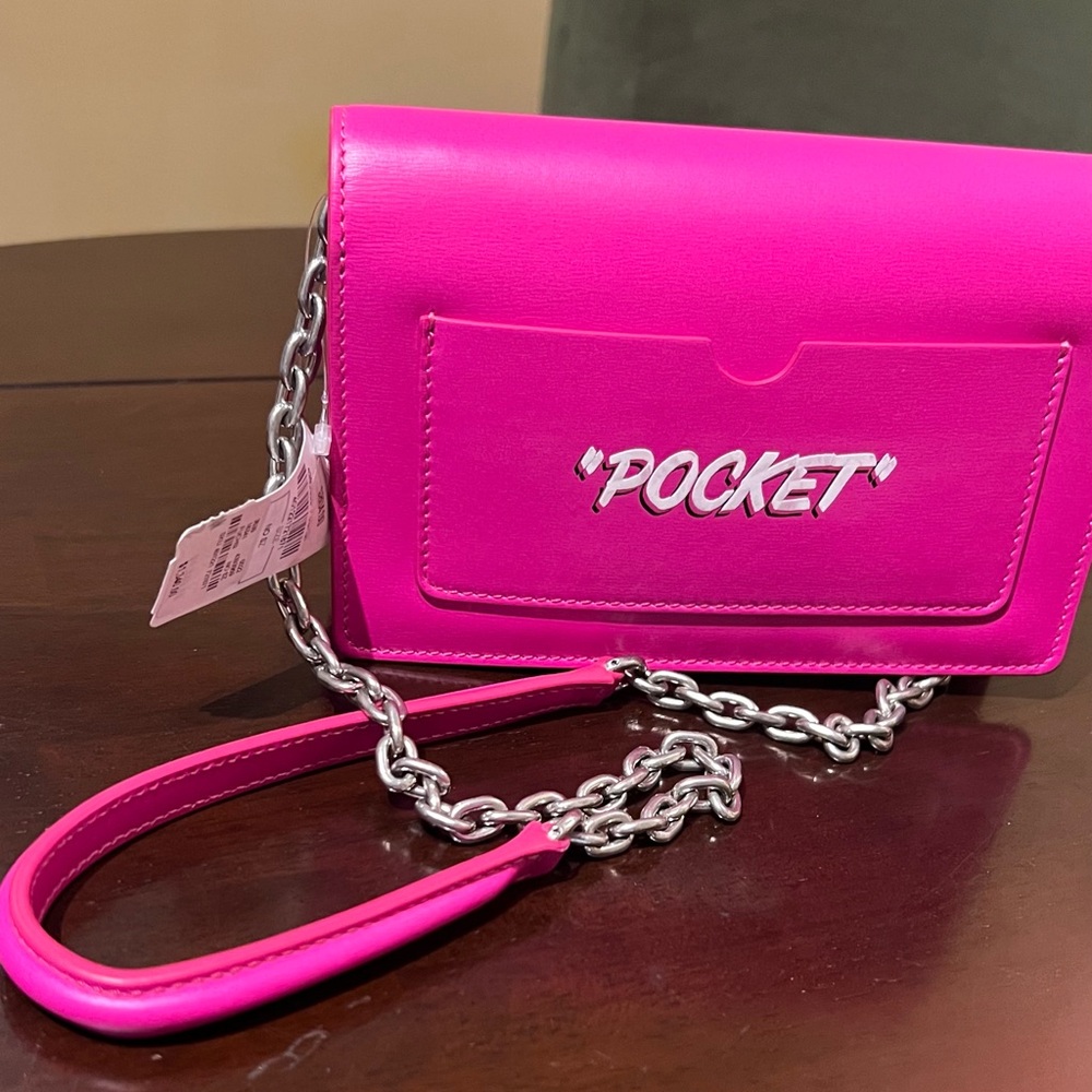 NWT OFF WHITE Made in Italy evening bag, fuchsia - Picture 5 of 5